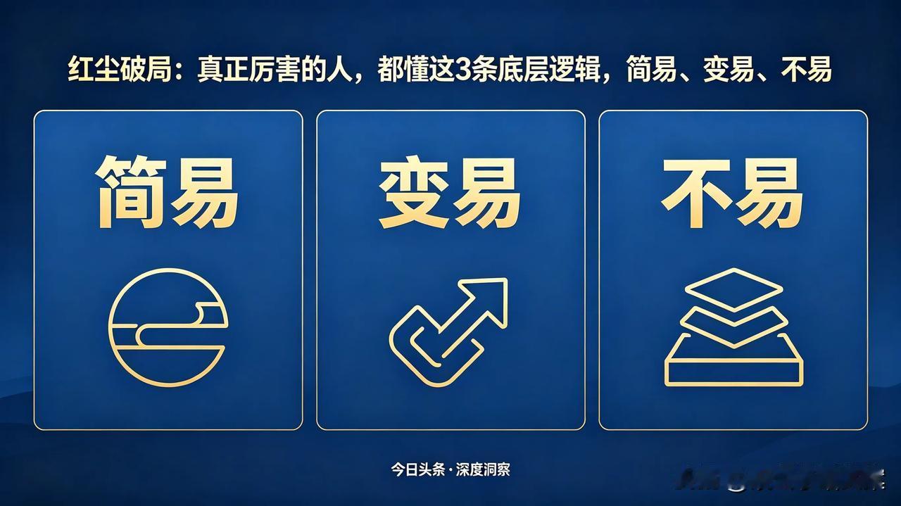 红尘破局：真正厉害的人，都懂这3条底层逻辑
 
读懂易经“简易、变易、不易”，才
