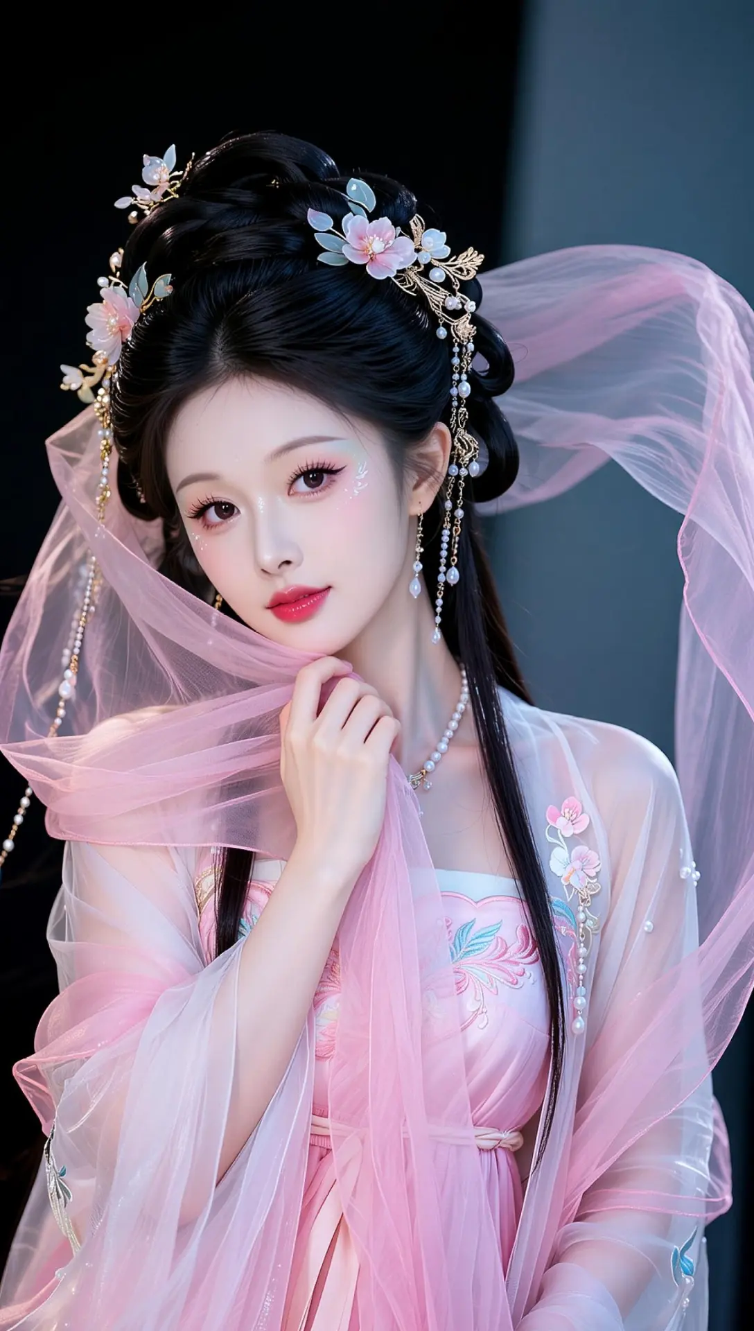 AI粉纱古风写真 古风的完成度还得看脸 ai创作 氛围感汉服妆造