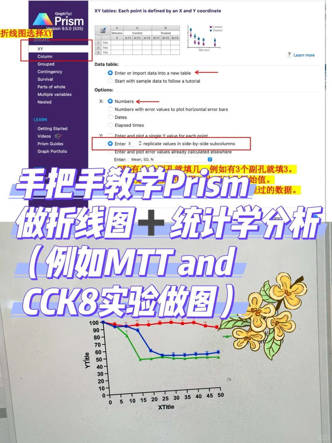 手把手教Prism折线图➕统计学分析具体操作