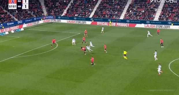 西甲第13轮 奥萨苏纳1:3皇家社会贡萨洛·格德斯进球 