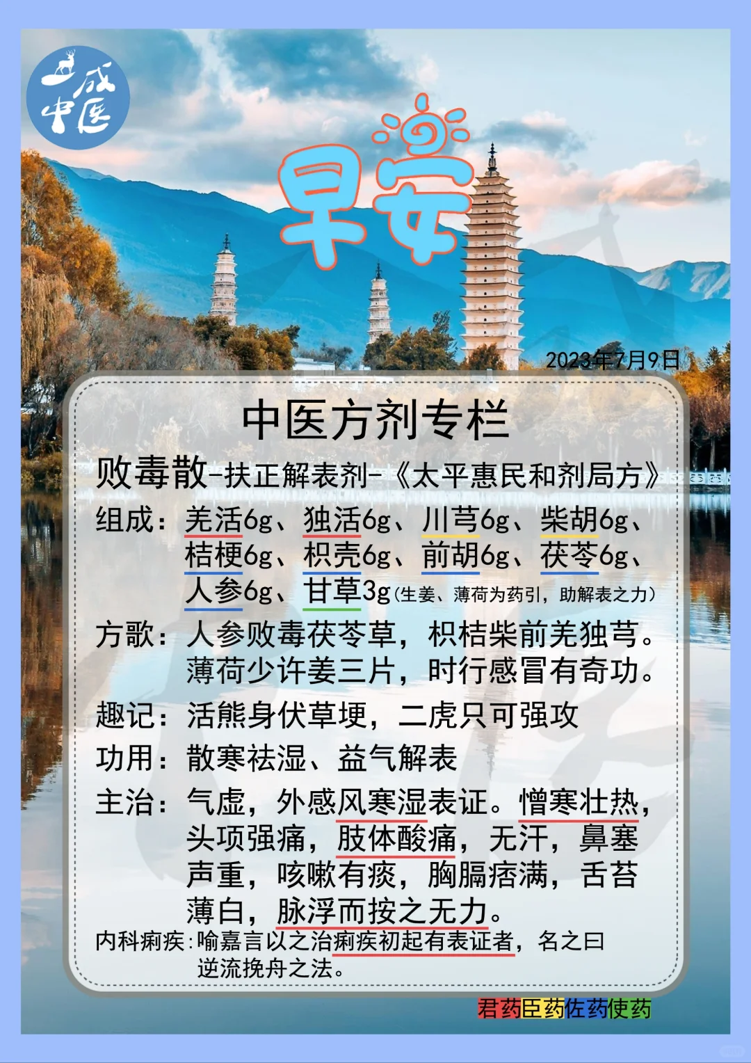 败毒散-方剂记忆！