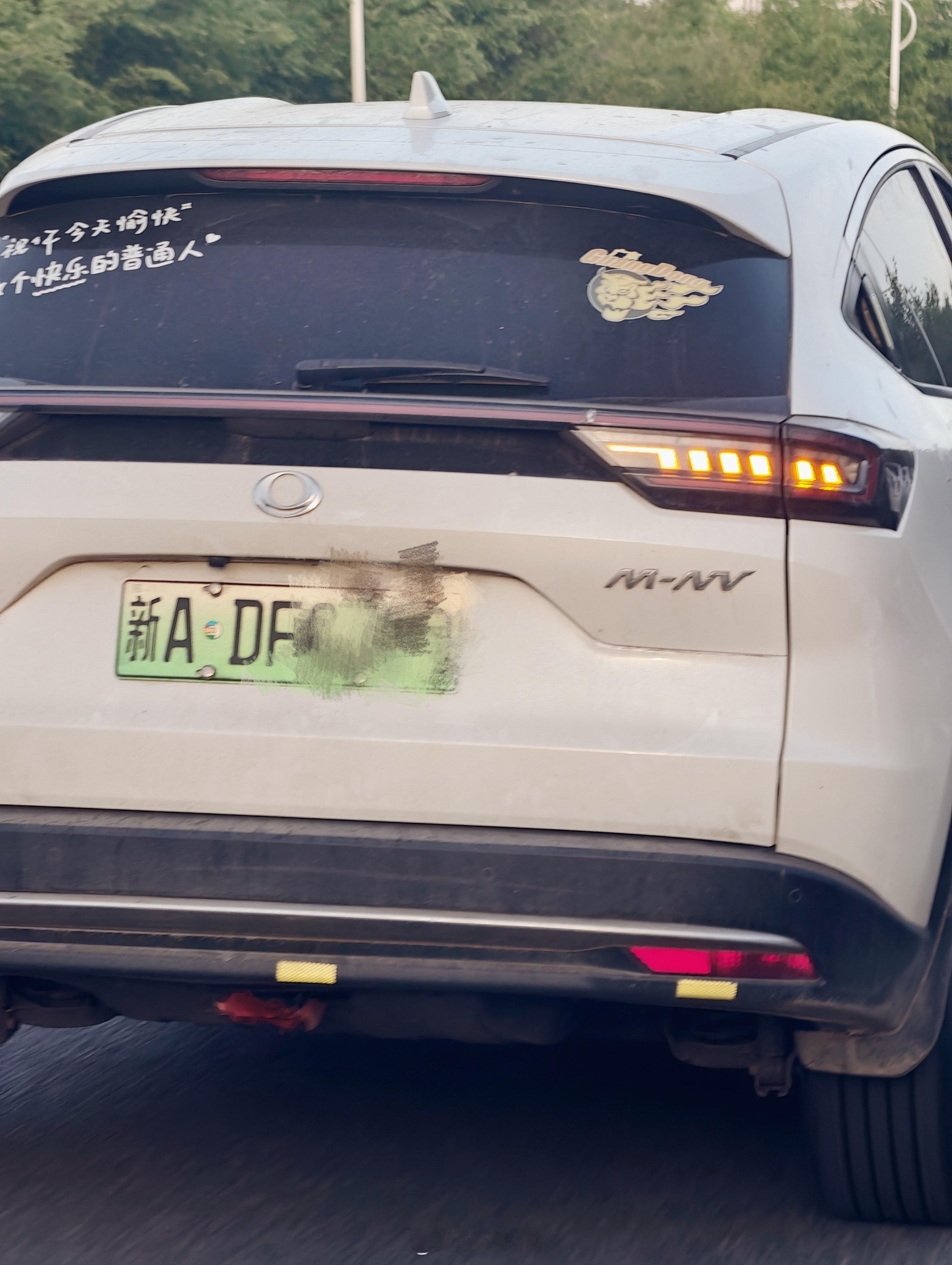 路上偶遇了一辆车，仔细一看，车上贴着广东宏远的Logo。再瞄一眼车牌——DF开头