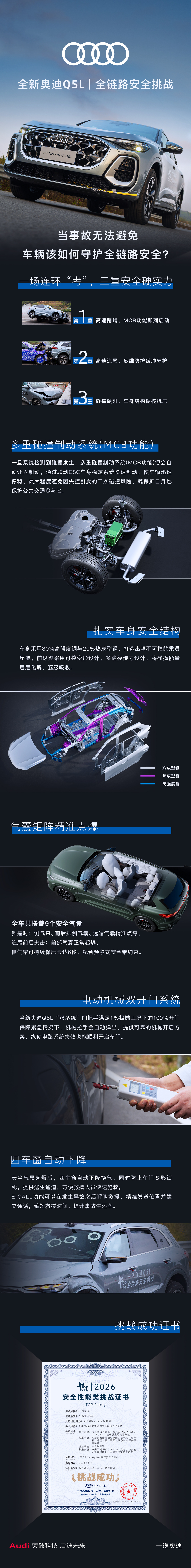 有人看颜值，有人看智能，而我只看那根A柱在80km/h撞击下弯不弯。奥迪Q5L在