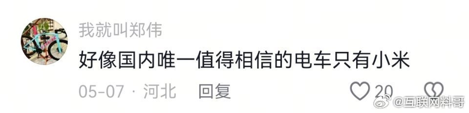 好像国内唯一信任的电车就是小米。。。 ​​​