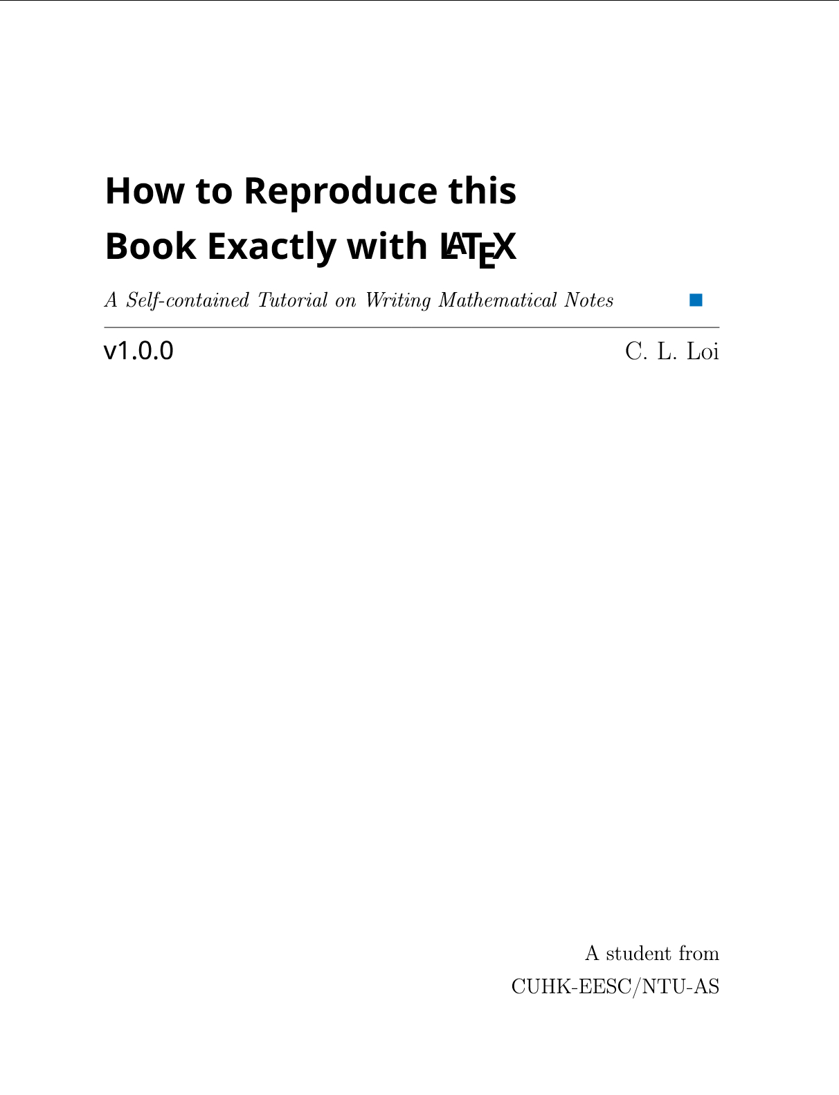 LaTeX 教程：《How to Reproduce this Book Exa