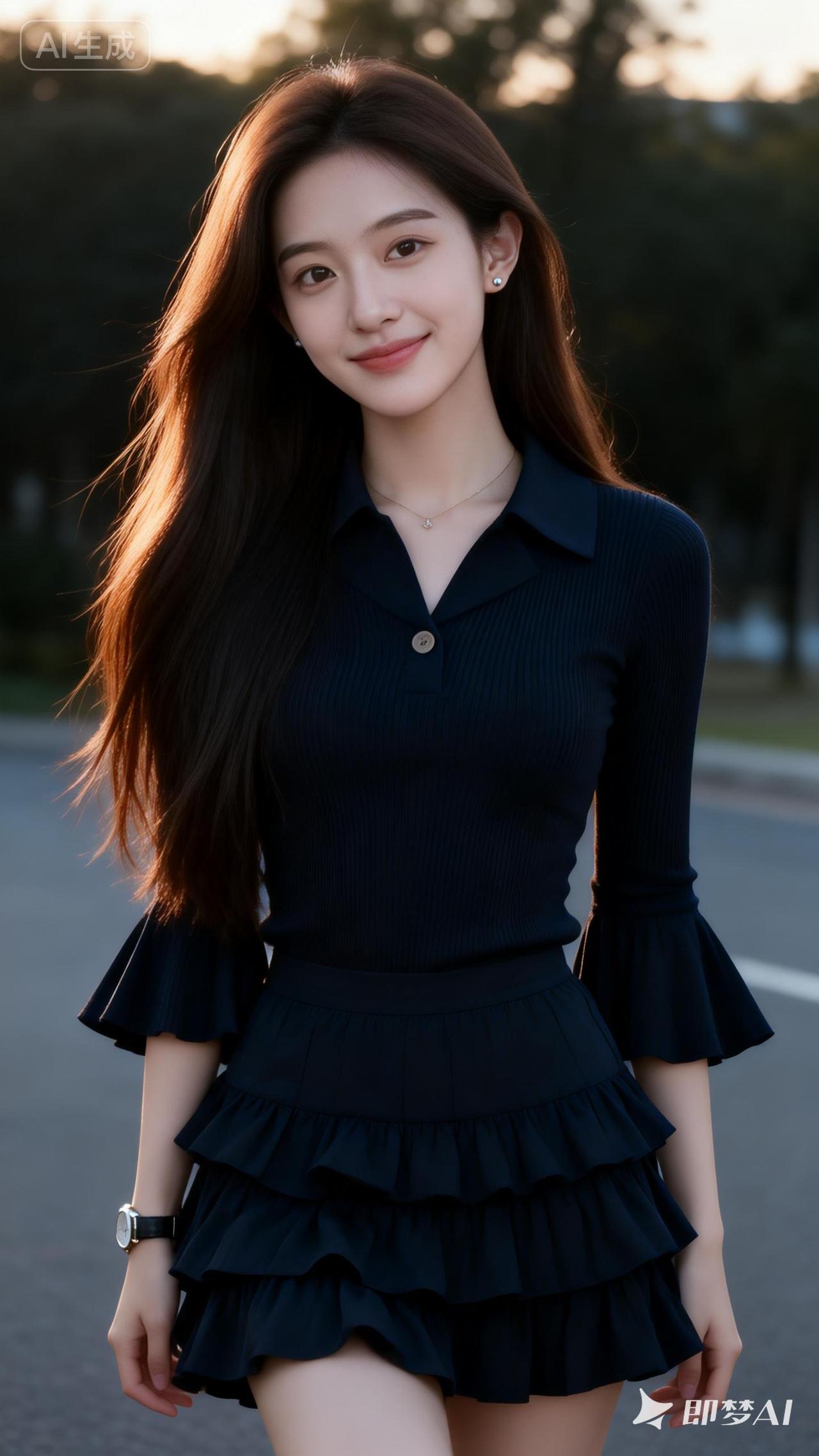 优雅气质穿搭，深蓝色连衣裙，尽显女性魅力！💃🏻👗