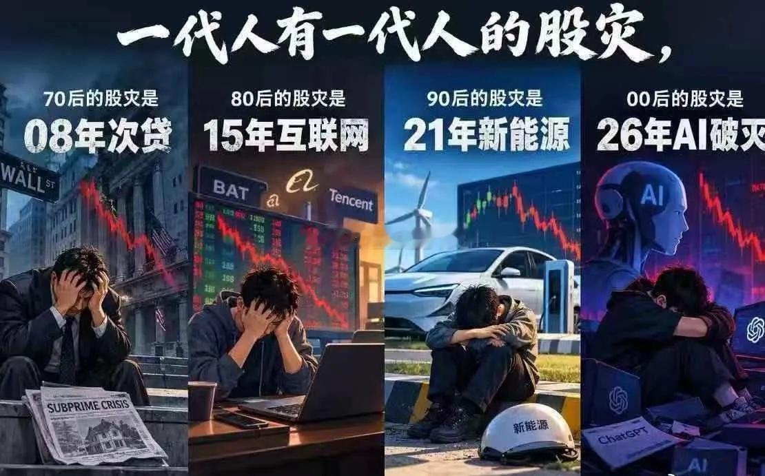 70后的股灾是 08年次贷80后的股灾是 15年互联网 90后的股灾是 21年新