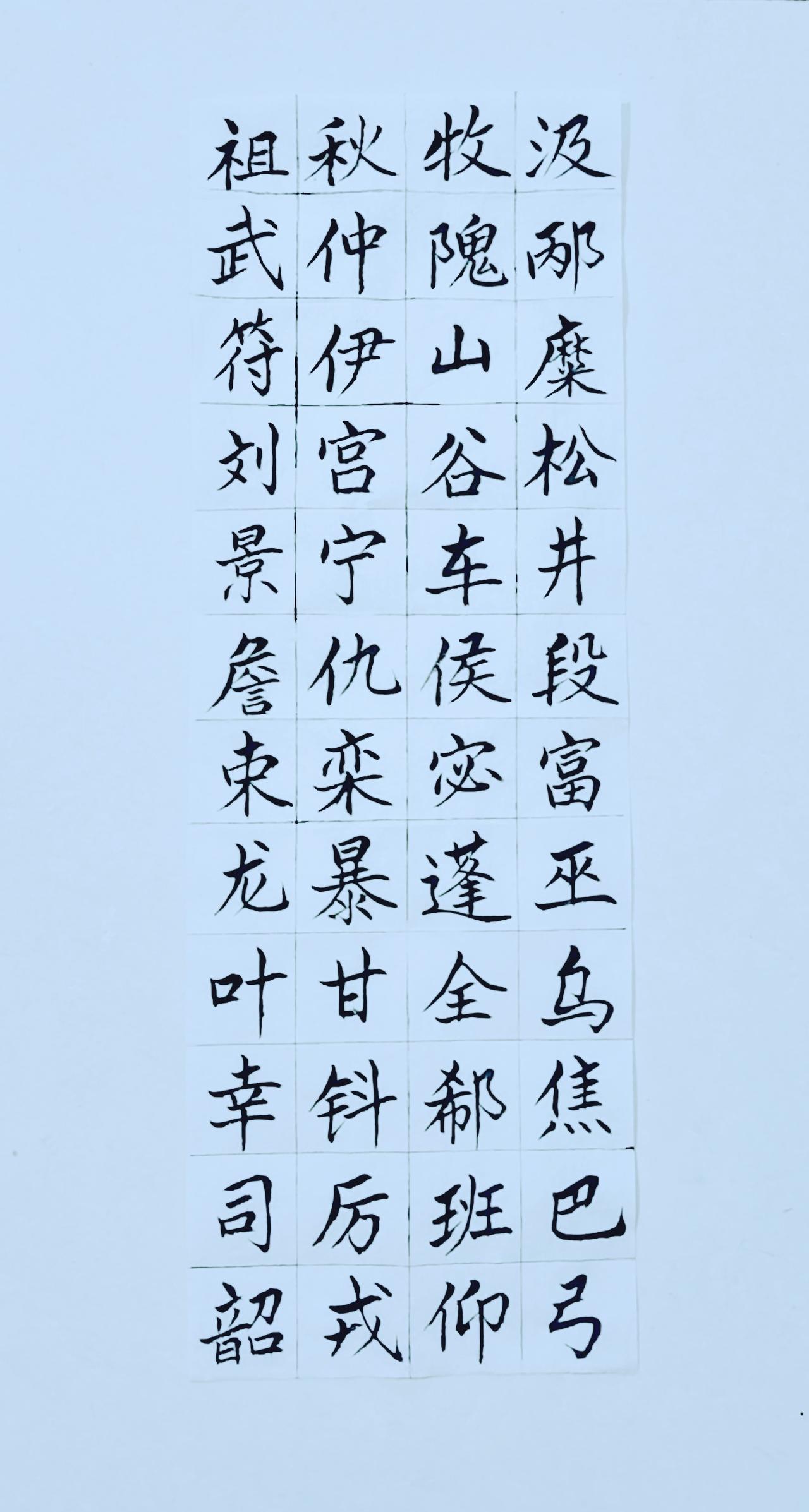 第七十一天《百家姓》（6）正楷毛笔练习