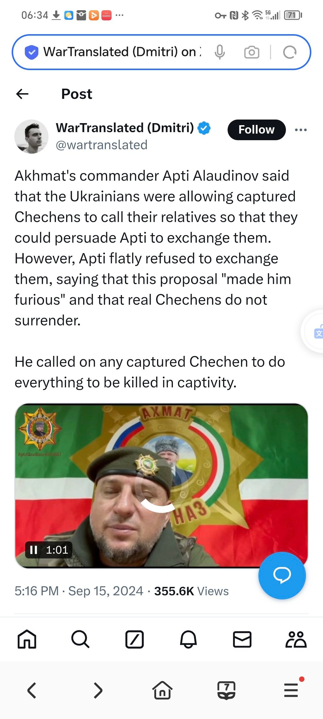 车臣Akhmat部队的指挥官 Apti Alaudinov （阿普蒂-阿劳迪诺夫