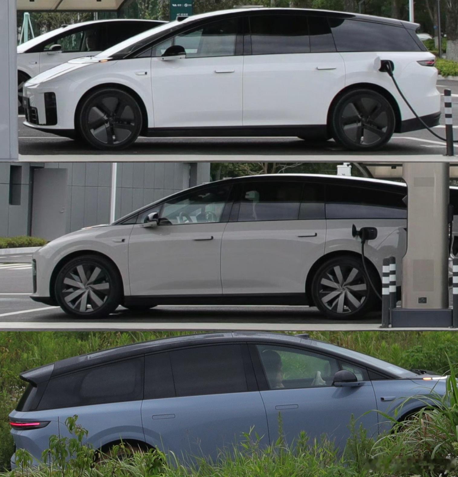 理想 i8 三个实车配色，白、灰、蓝。汽场全开理想 i8 ​​​