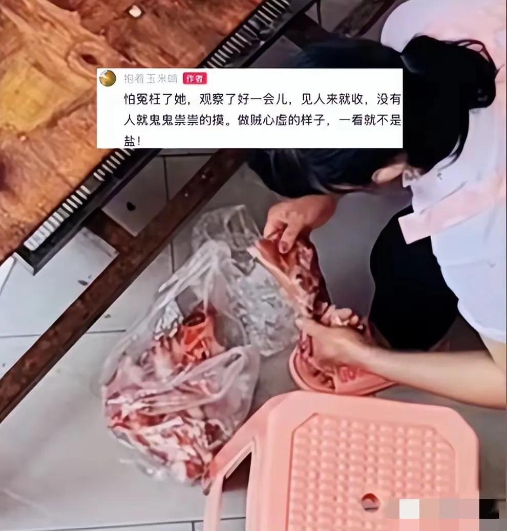 近日，有网友无意间看到了令她惊悚的一件事，她在经常去买猪肉的商家，看见了惊悚的一
