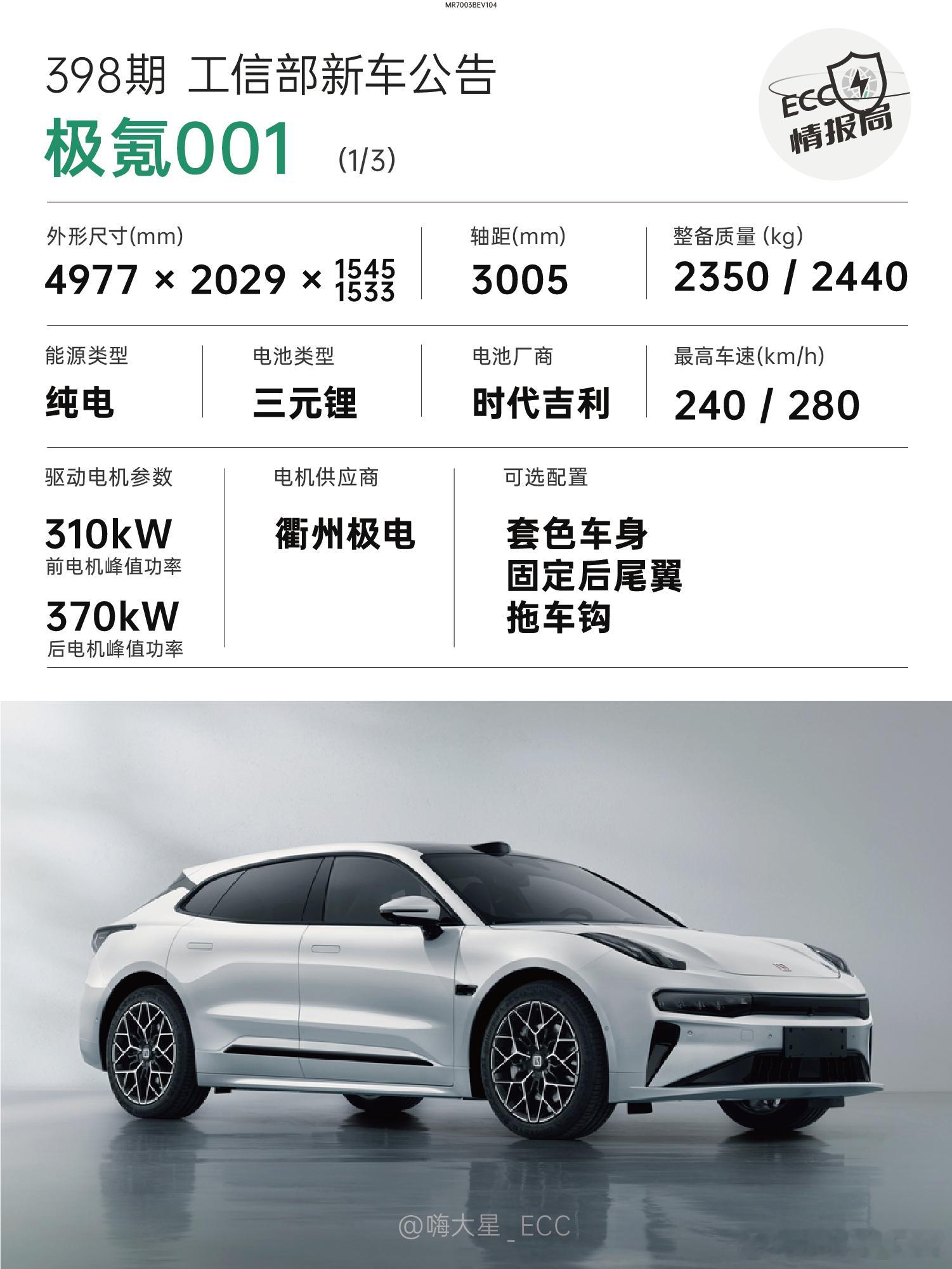 工信部新车公告——极氪001 & 极氪 7X或许是受到去年风波的影响，极氪昨天把