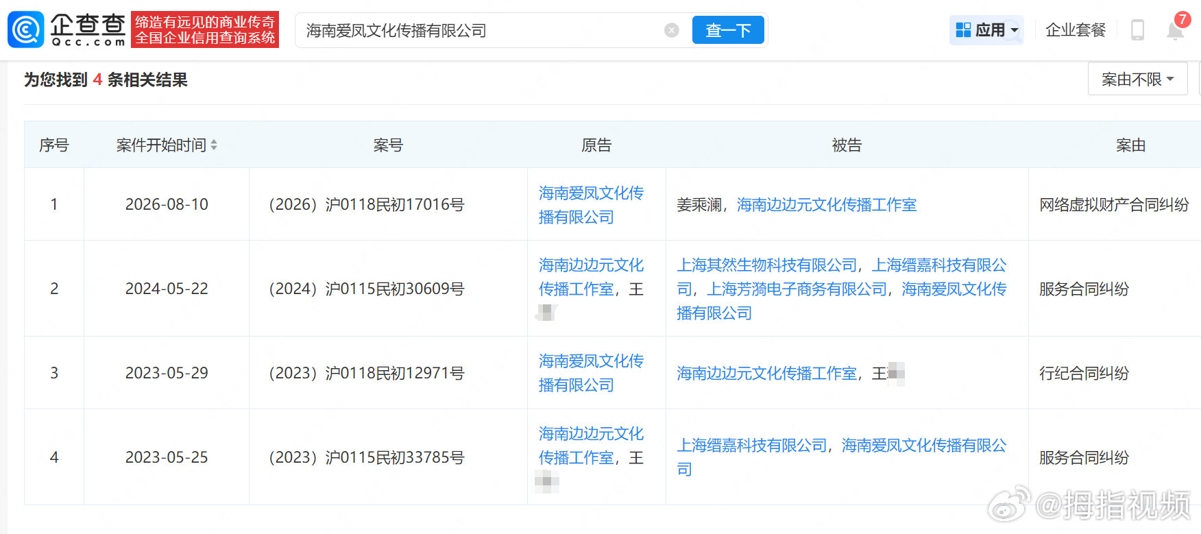 【姜乘澜再因虚拟财产纠纷被起诉】姜乘澜与前司虚拟财产纠纷案将开庭企查查APP显示
