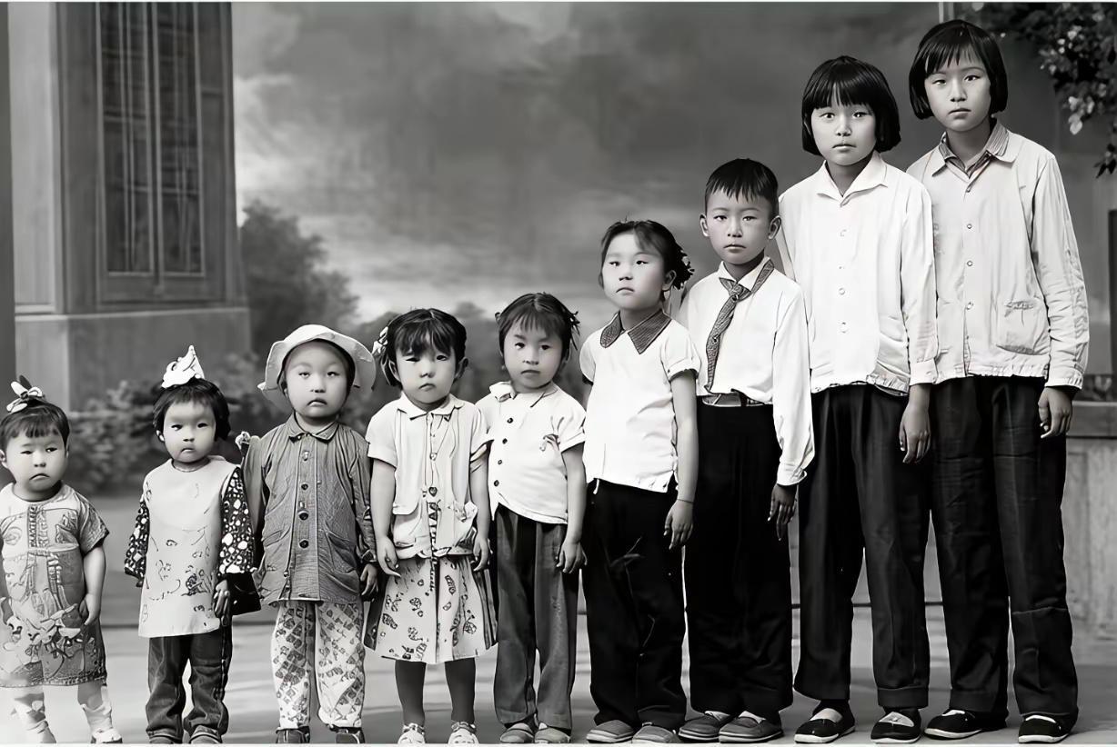 多子多福，养儿防老

网上看见这张照片挺有意思，一对夫妻连生了九个孩子，她们从小