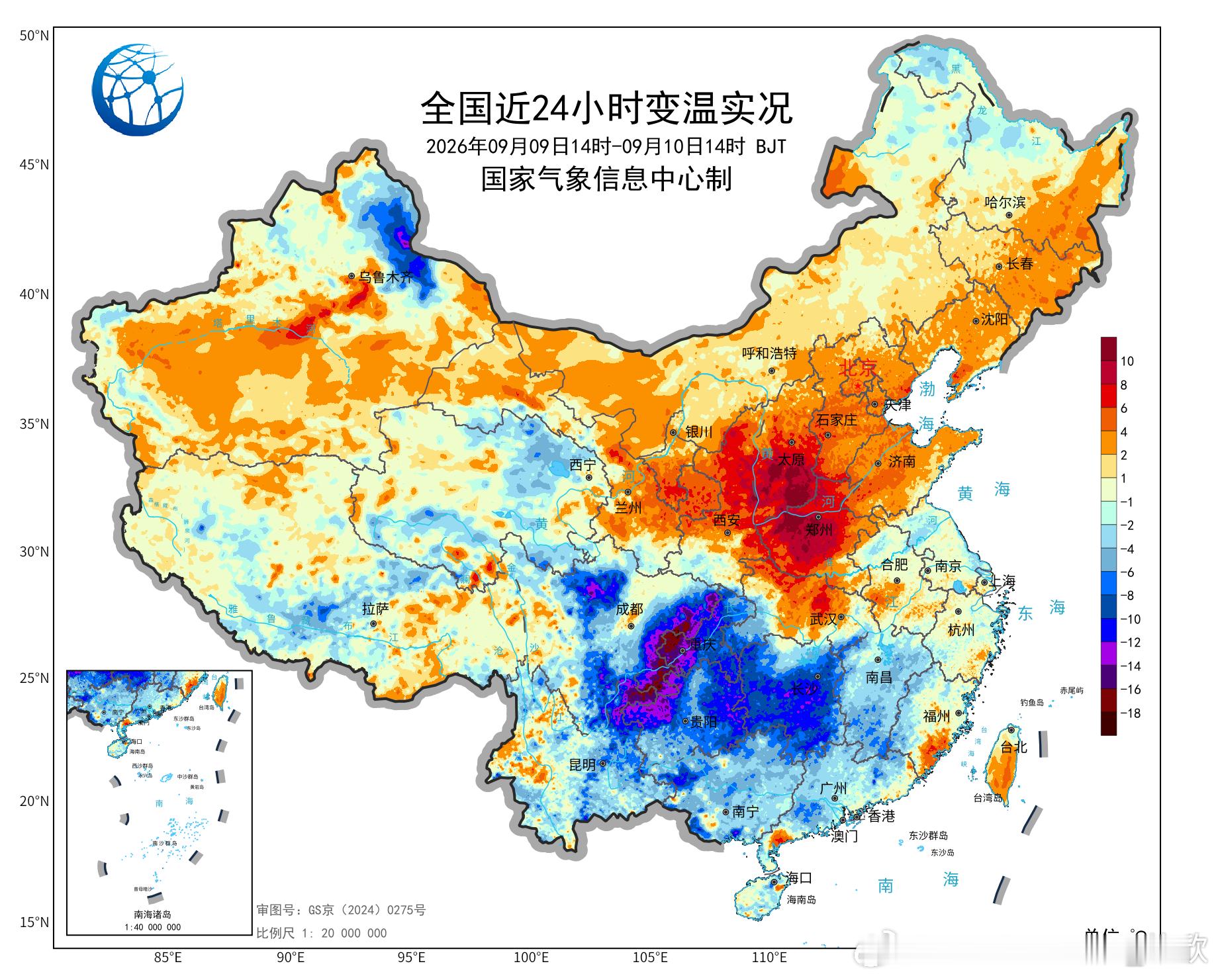 【气温起伏大】今天冷空气南下，山西河南多地放晴以后，部分地区出现了10℃以上的升