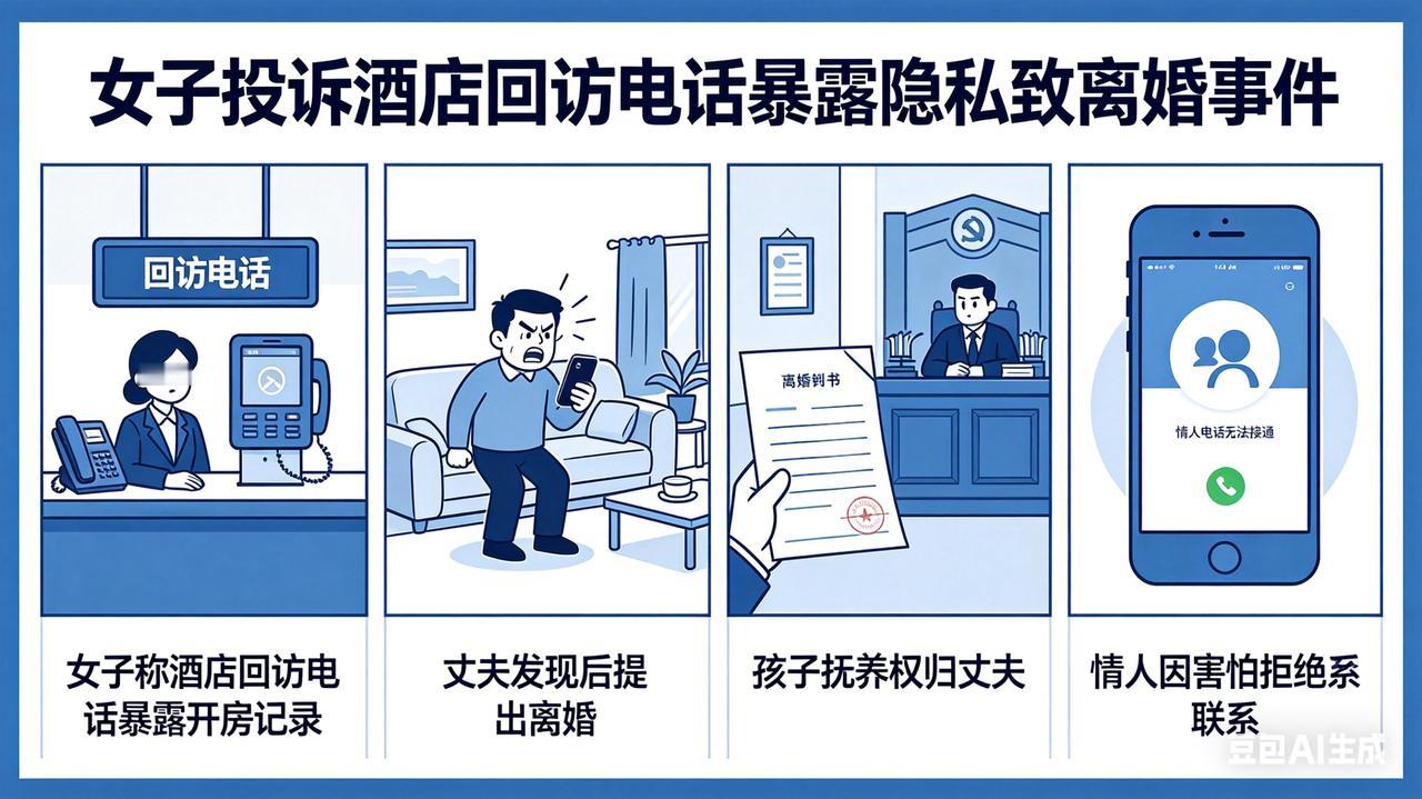 山西大同一女子投诉酒店回访电话暴露隐私被离婚。该女子称被老公发现开房后与她离婚，