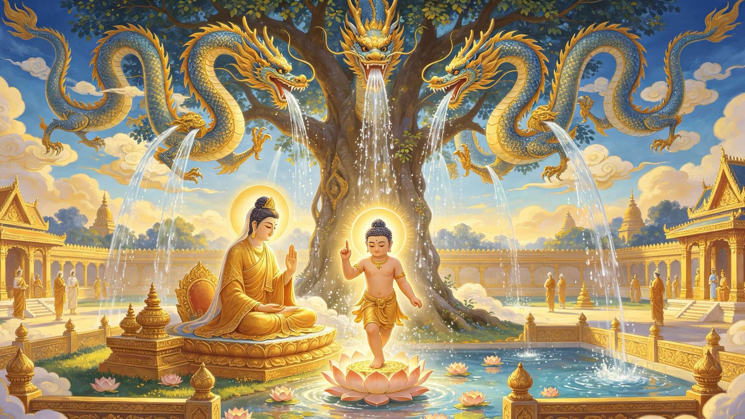 今日农历四月初八，恭迎释迦牟尼佛圣诞，普天同庆，浴佛祈福。两千五百多年前，蓝毗尼