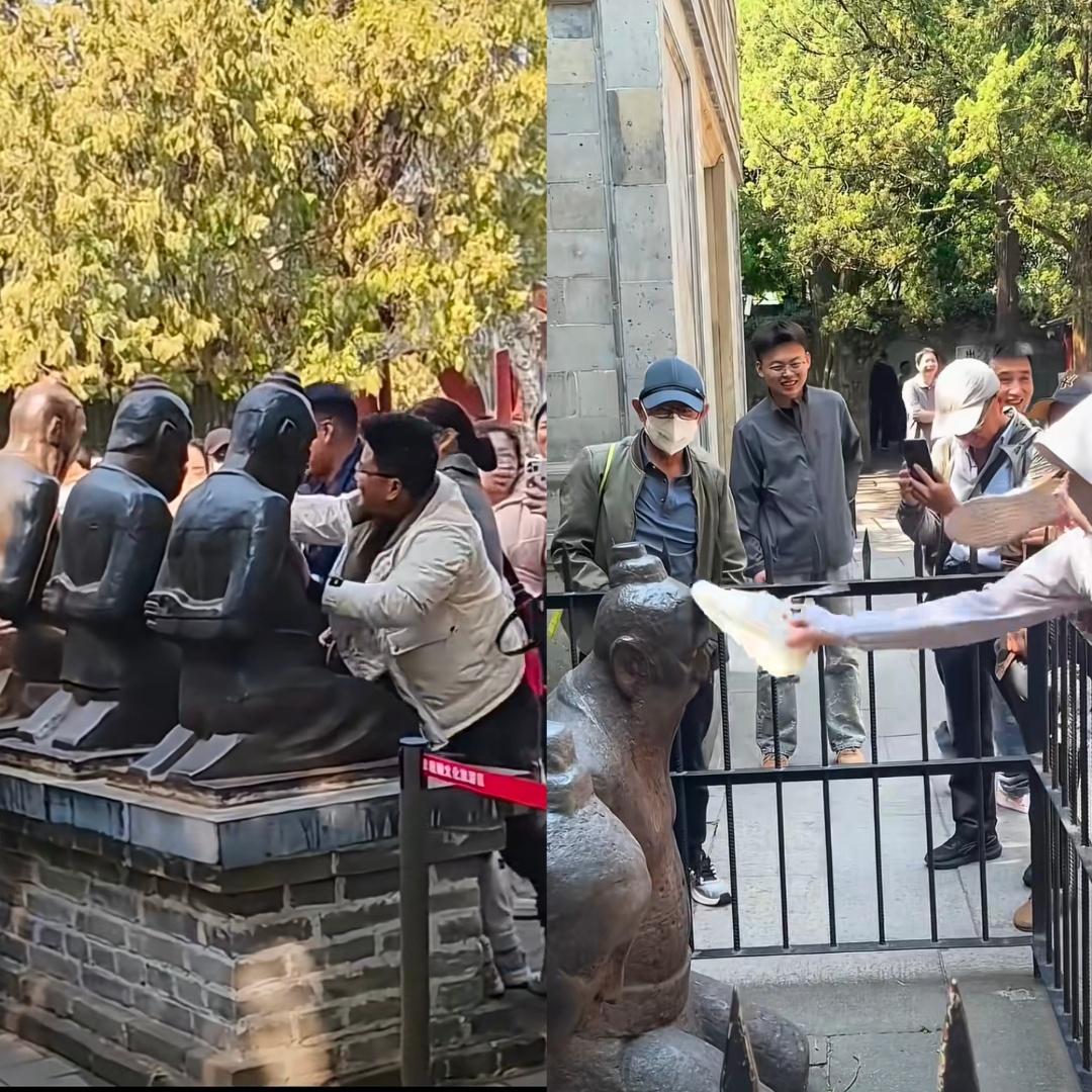 家人们，看到景区里大家围着秦桧跪像“互动”的场面，我心里还挺感慨的。秦桧陷害岳飞