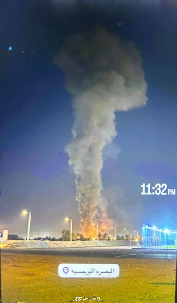 最新消息：伊朗无人机袭击了位于伊拉克的美国武器仓储公司“KBR”。德黑兰发生巨大