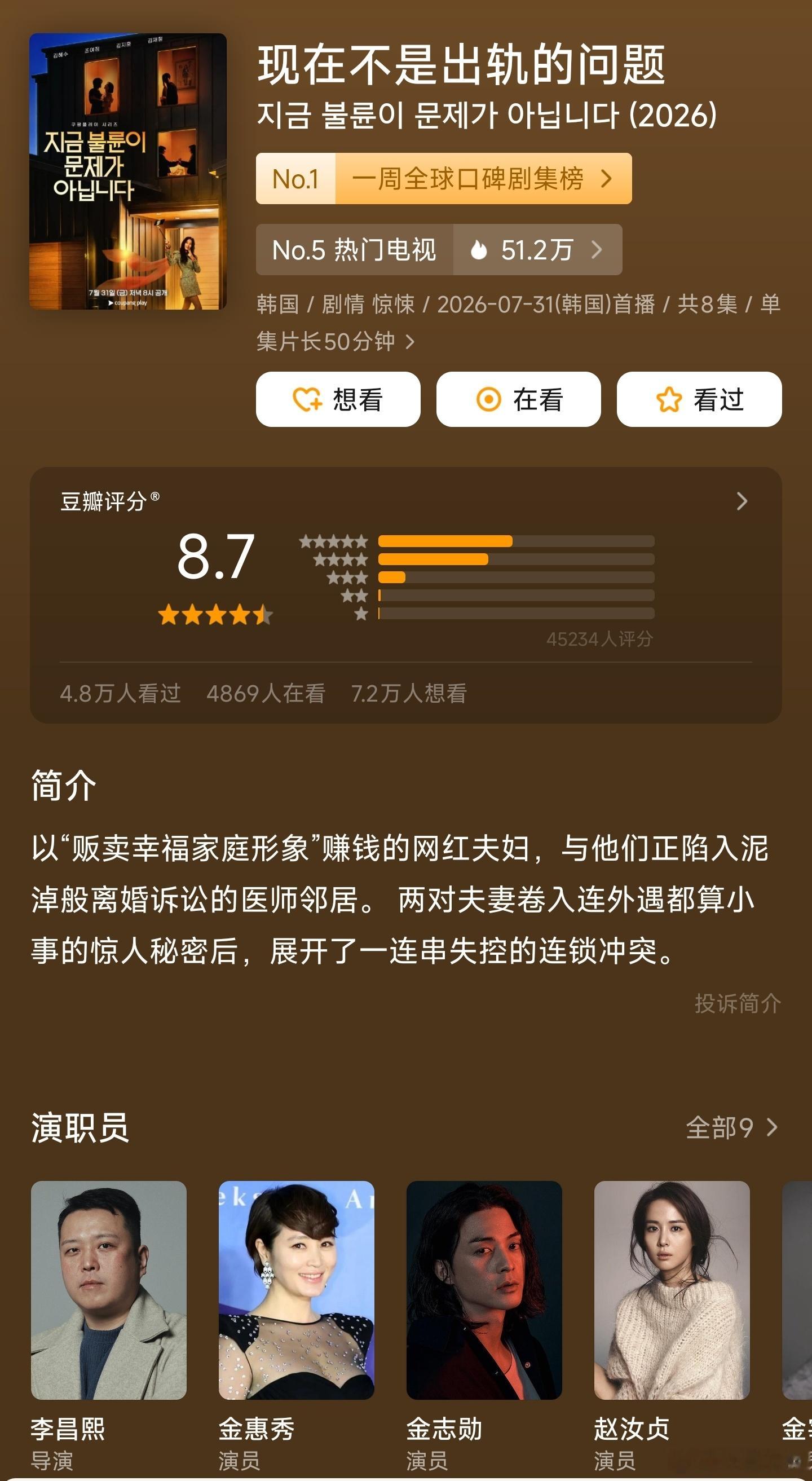 最近看了《现在不是岀轨的问题》，整体还行。风格是我最喜欢的黑色幽默，阴差阳错的谎
