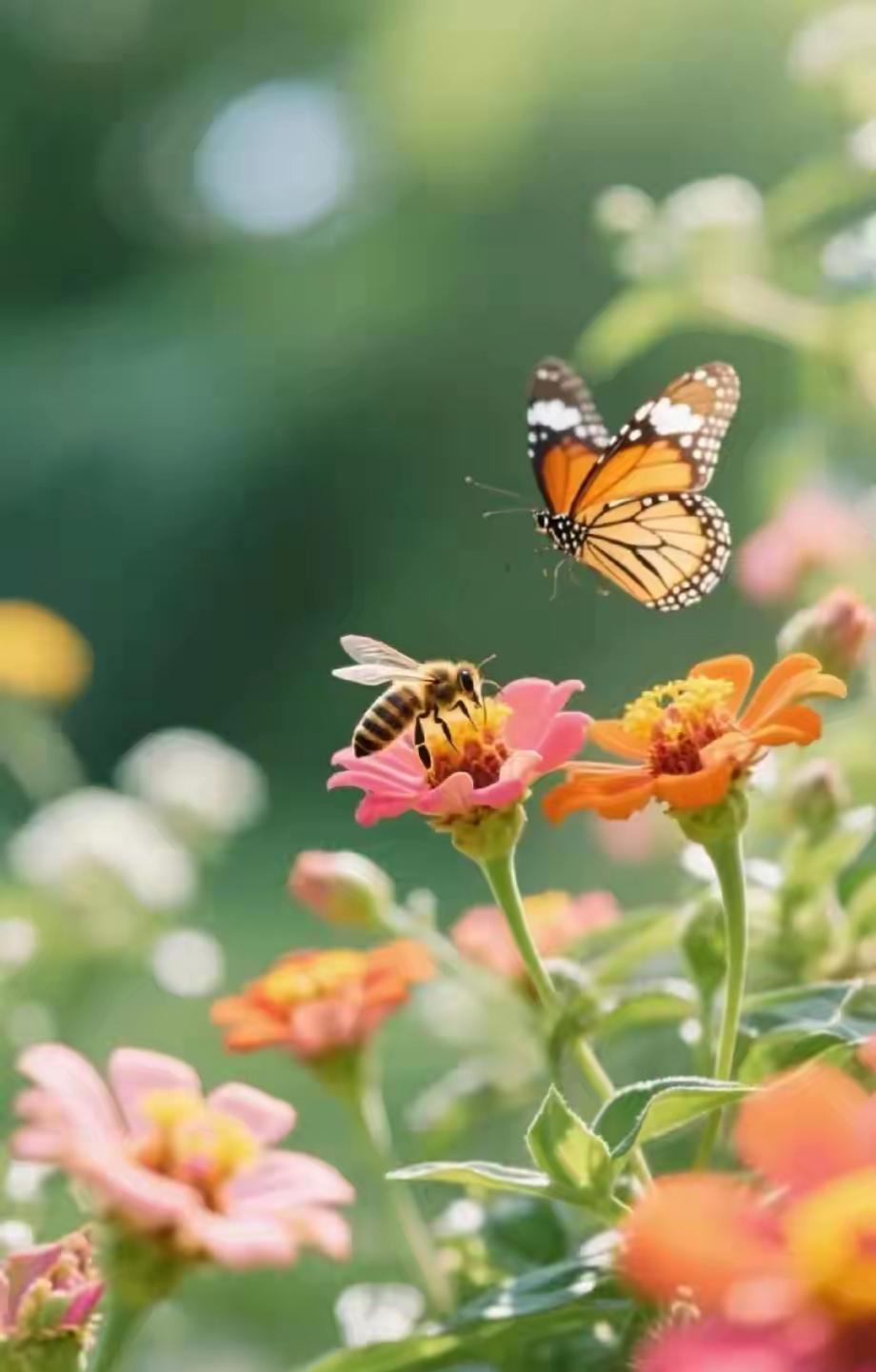 上联：花笑蝶舞添春色，
下联 ：明月鸿飞染秋光，
下联：风吟莺歌绘夏图。