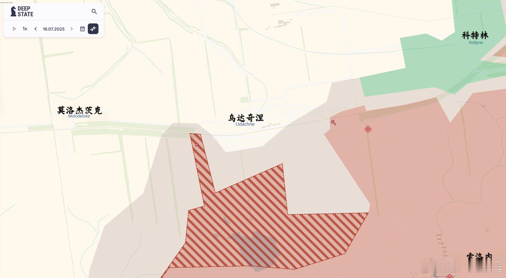 俄罗斯军队突破了莫洛杰茨克和乌达奇涅之间的防线并切断了 T0406 公路，使乌达