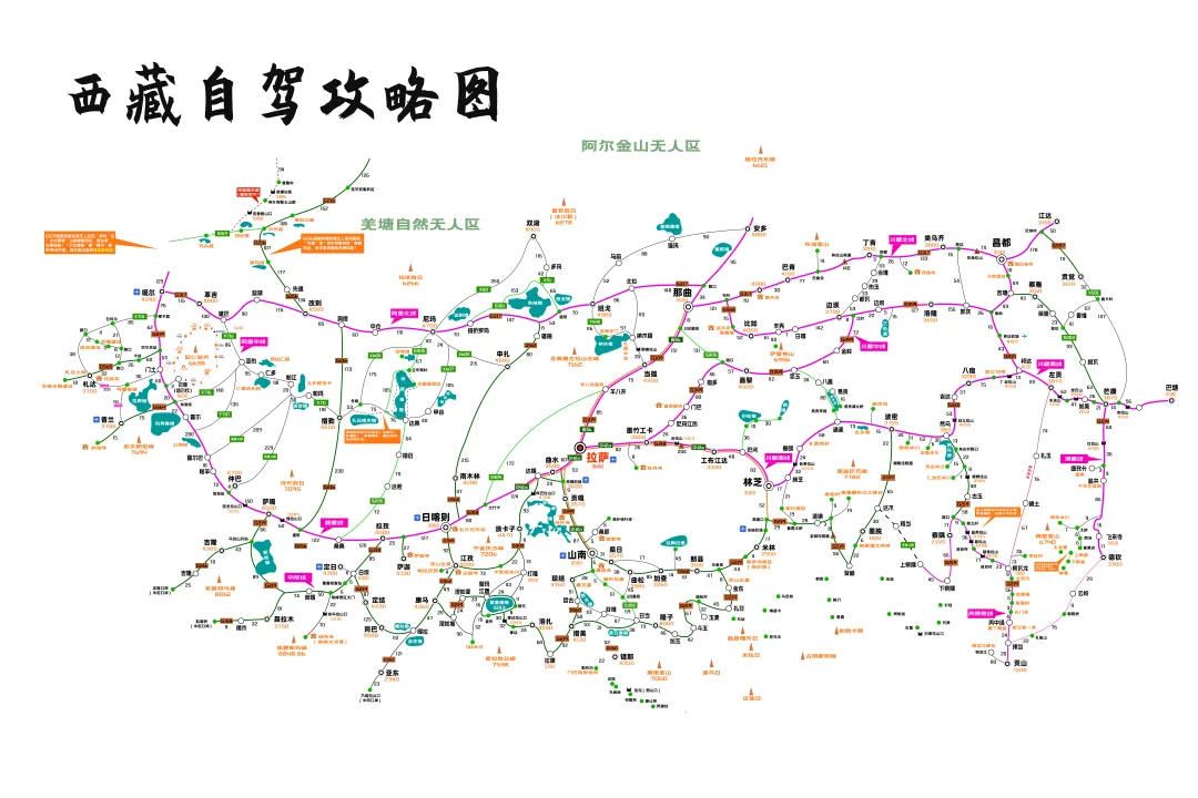 西藏简版攻略图+冈仁波齐转山路线