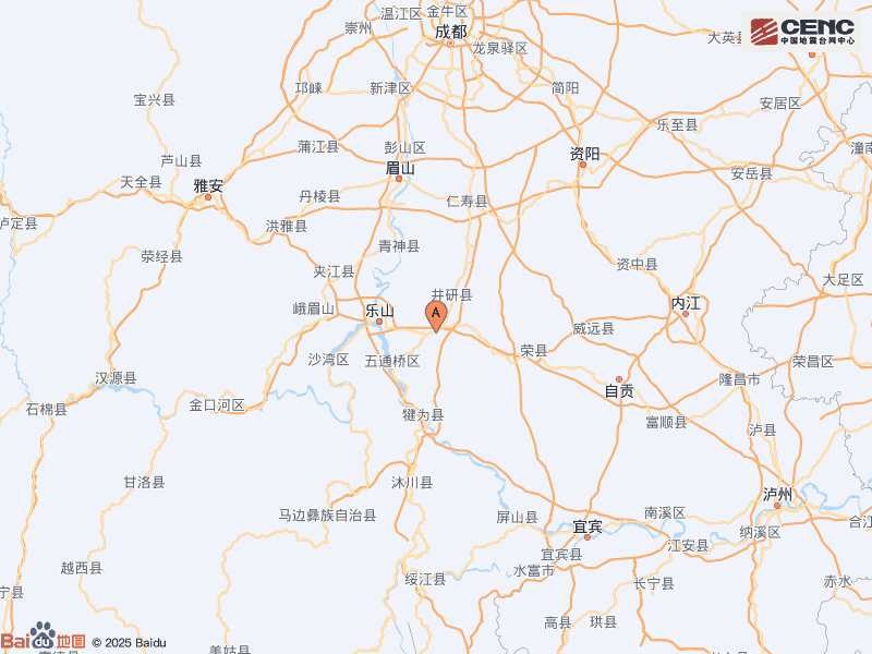 四川乐山市井研县附近发生3.0级左右地震