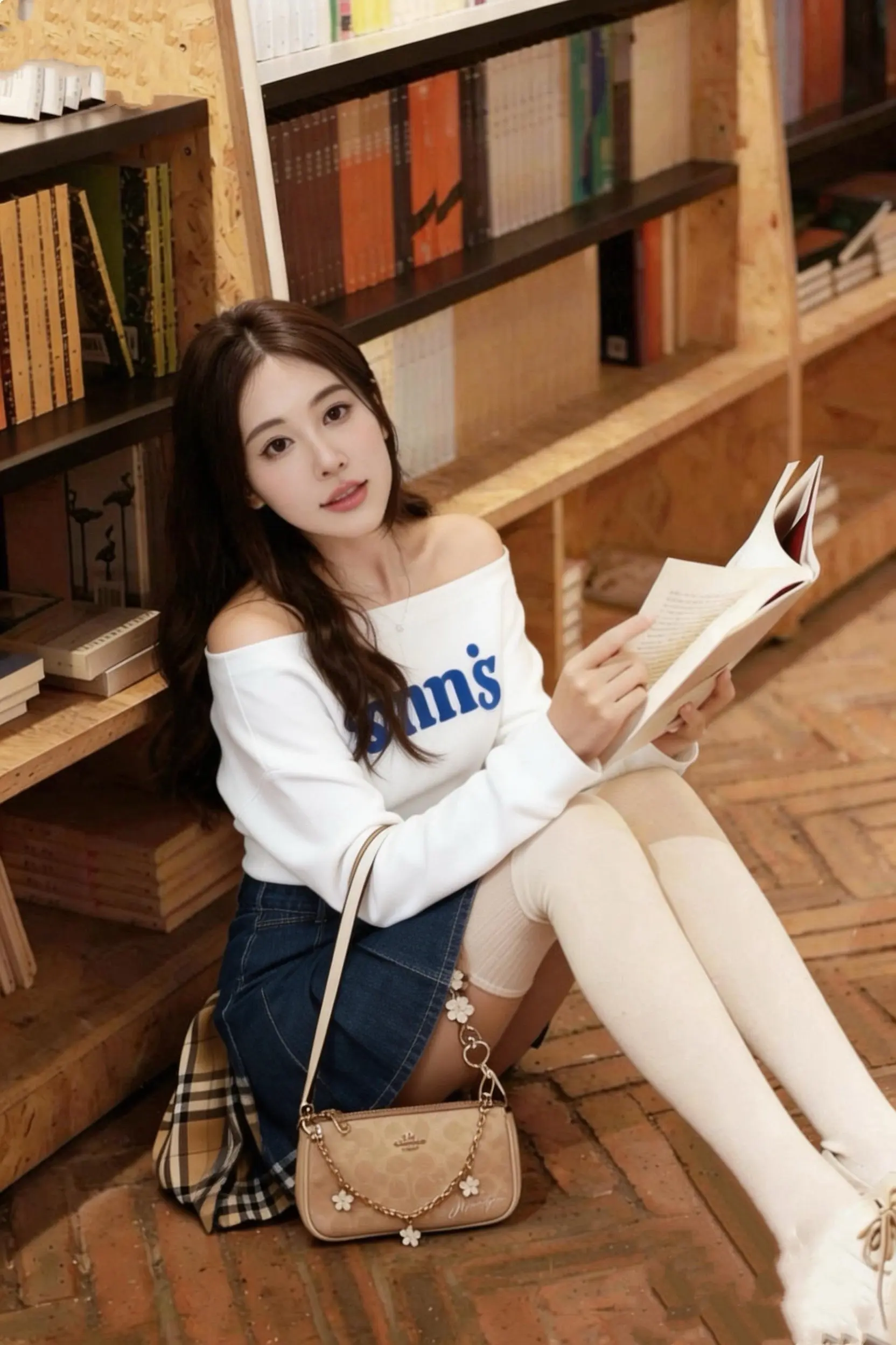 韩系学妹风太绝了！      经典白蓝配色！减龄又显白。这套白蓝搭配太...