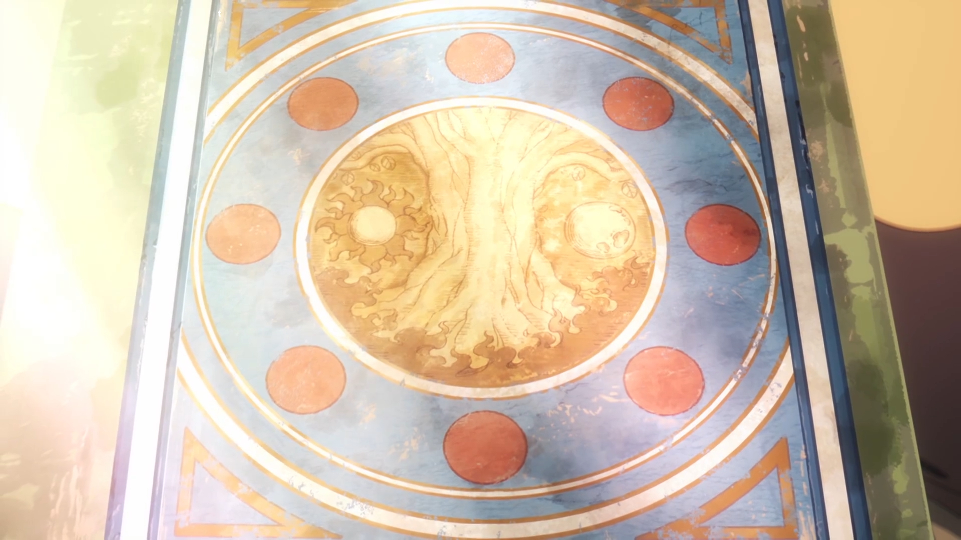 哈雷神典封面高清版，它的LOGO是整体太阳标记，内含太阳+宝树亚当+月球/蓝星？