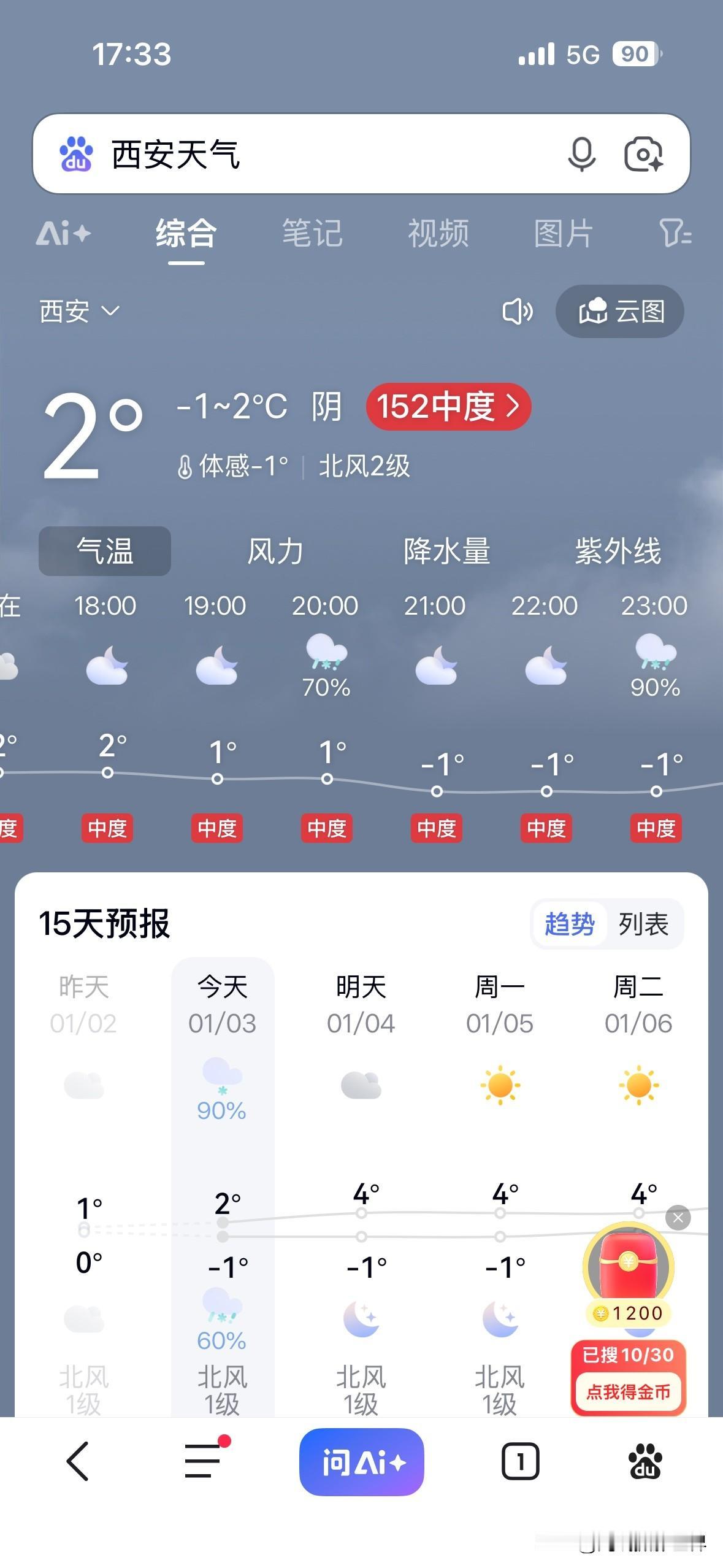 真是太奇葩了！1月3日，西安又下雪了！但是，空气质量居然是中度污染……而且，超级