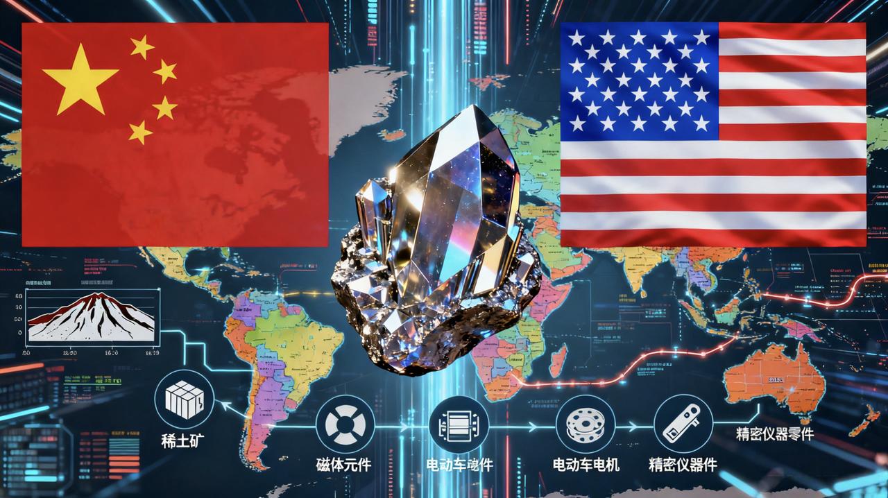 中美稀土博弈说白了就是大国间的资源和产业链较量。稀土是现代工业“维生素”，新能源