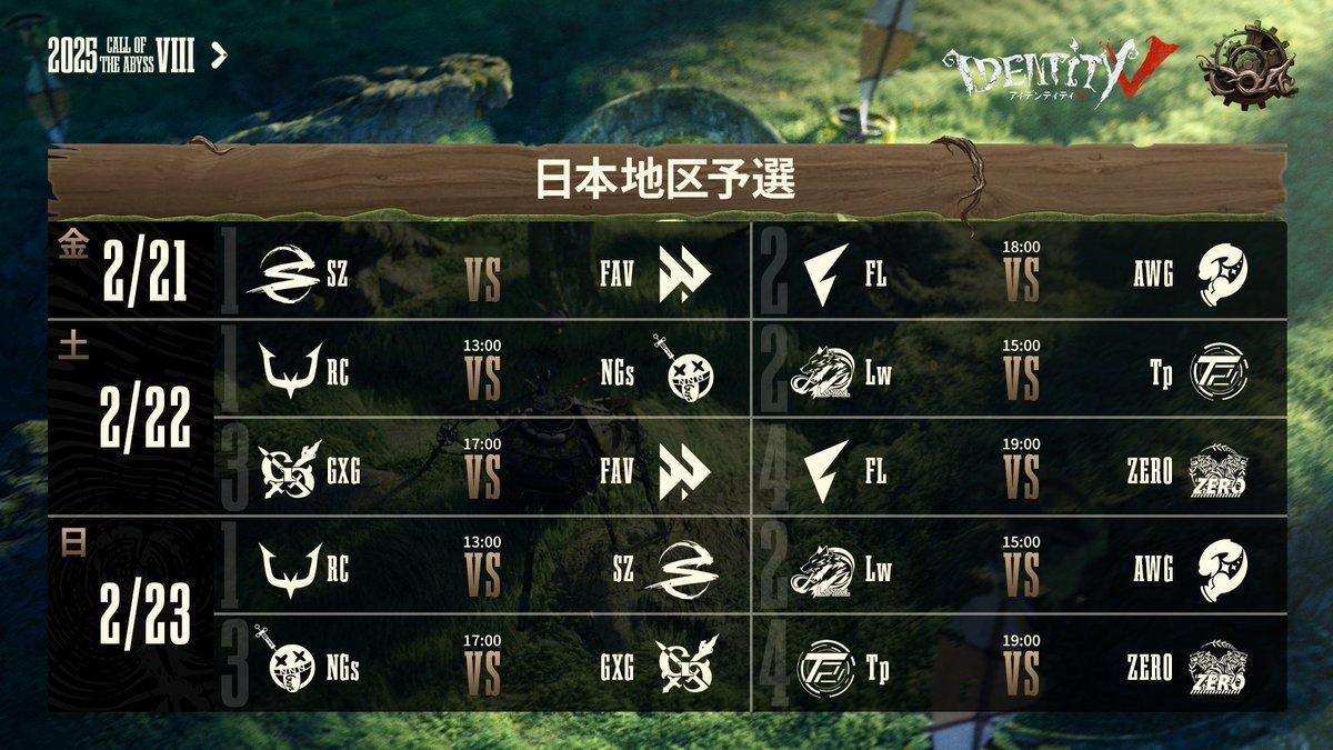 第五人格赛事[超话]  深渊的呼唤Ⅷ日本赛区预选赛-第一周赛程 
