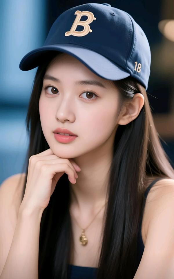 元气少女，棒球帽搭配，青春活力满满！🎈👒💖
