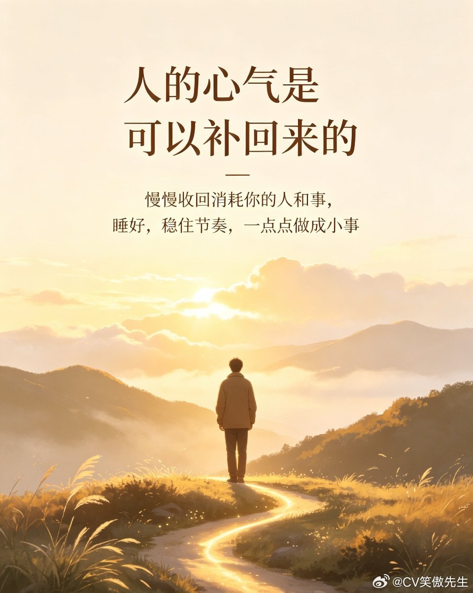 人的心气是可以重新养回来的它不是一次性耗尽的东西，只是被疲惫、挫败和内耗暂时压住