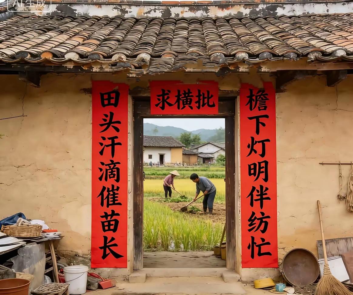 在广西看到一户老农民，家门口贴出副对联，唯独横幅空悬着，至今无人能对出，今日特来