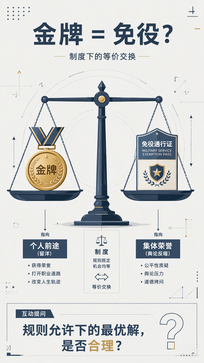 韩国U23球员赛后那句“金牌不重要，只为免兵役”，听着刺耳，却是规则下的最优解。