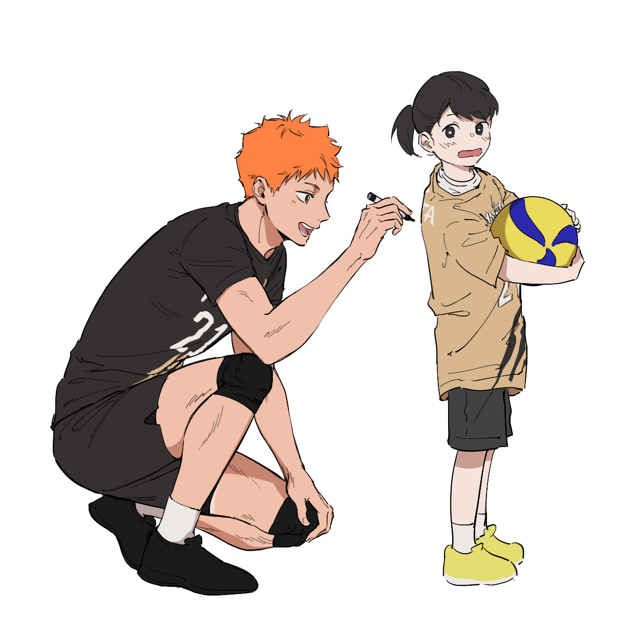 排球少年日向和影山分别给喜欢自己的球迷粉丝签名    cr：huwamoja 