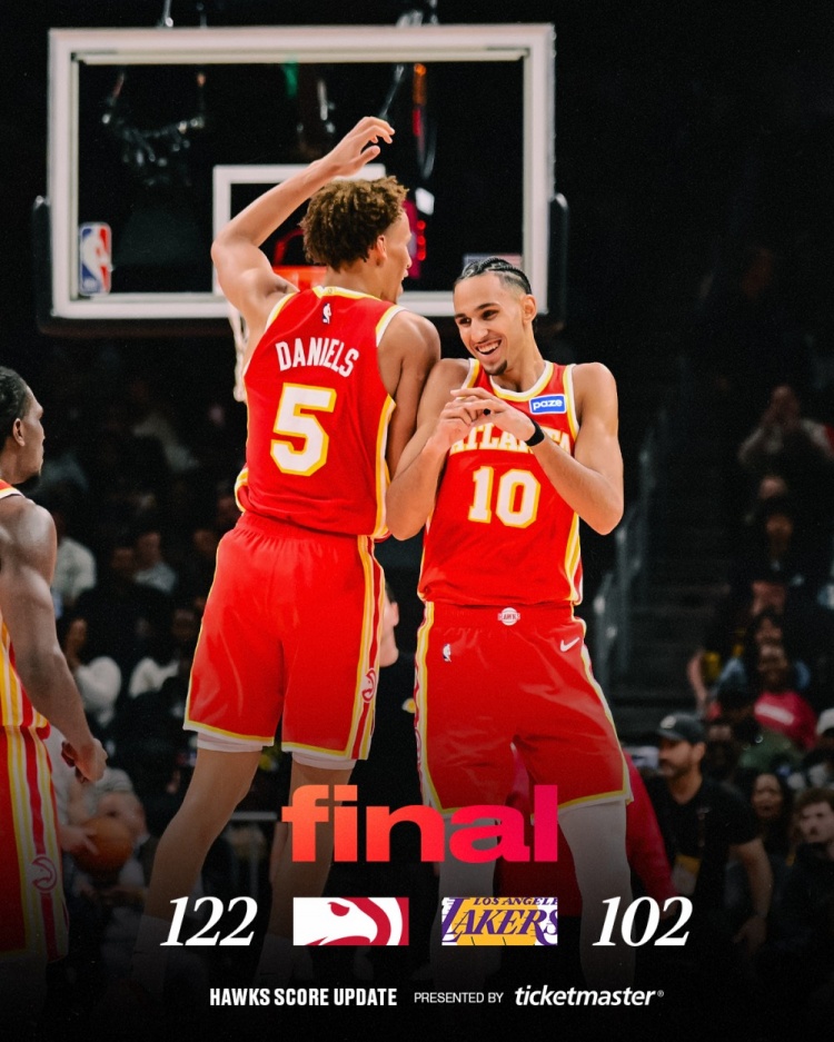 残阵老鹰本场送出37次助攻 三分命中率41% 且逼出湖人19次失误