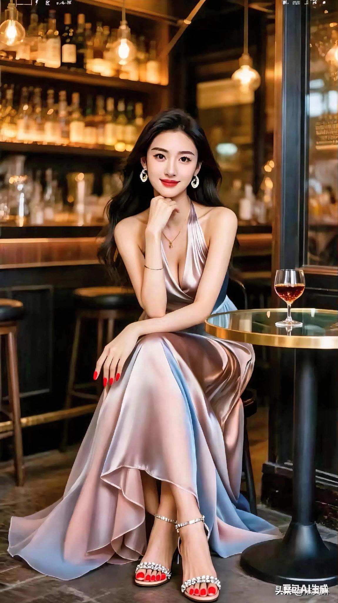 优雅酒吧之夜，酒杯相伴，红唇轻启，尽享浪漫时光。
酒吧美女 
气质酒吧女郎 
酒