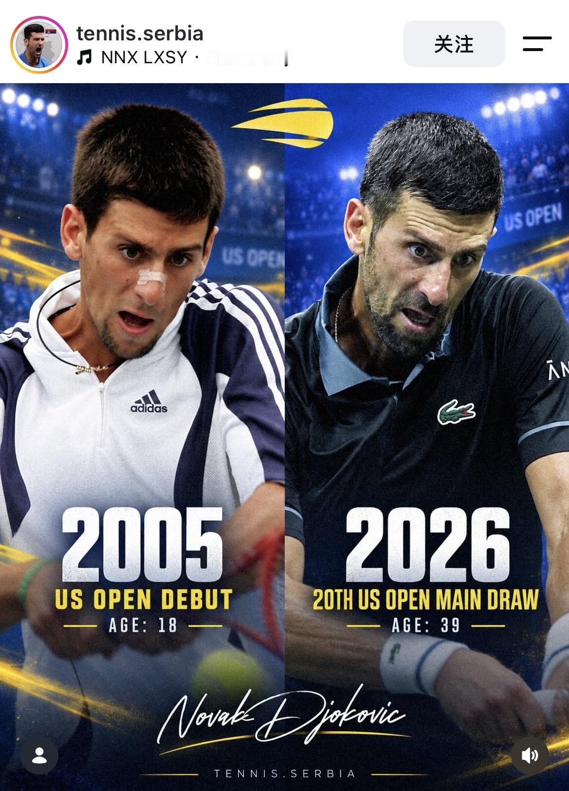 外媒Tennis Serbia发布了一组知名运动员首次出战美网和今年出战美网的对