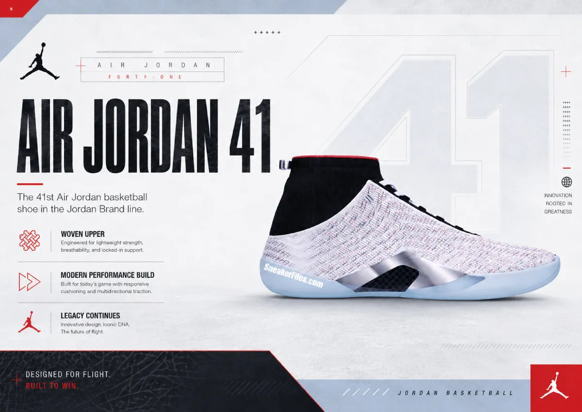 目前没有实拍照片流出的Air Jordan 41， 多个配色发售信息先行释出Ai