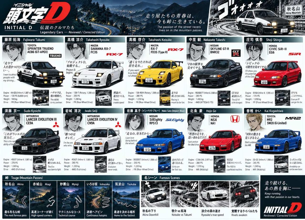 《头文字D》神车图鉴来了！你还认得几台？
小时候看《头文字D》， 看的是漂移、热