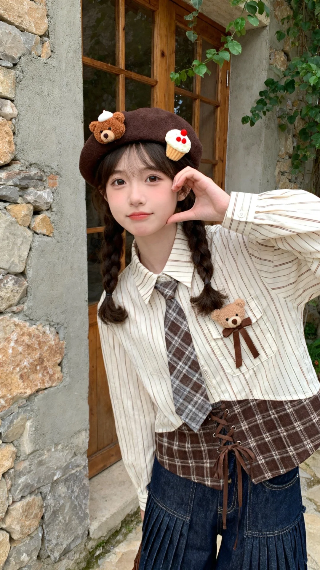 微距拍摄，聚焦一位年轻19岁的娇小女性，拥有冷白皮，面部线条柔和，是兼...