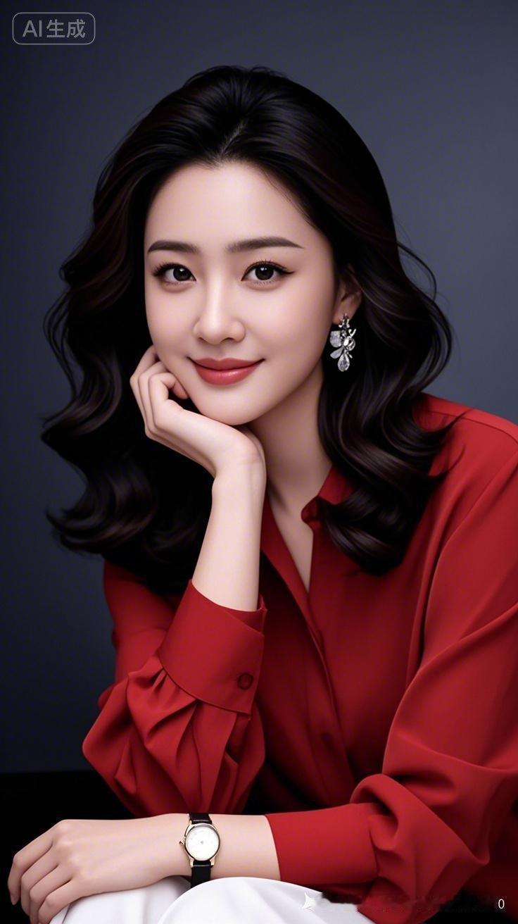 优雅红衣美人，微笑如春风拂面！