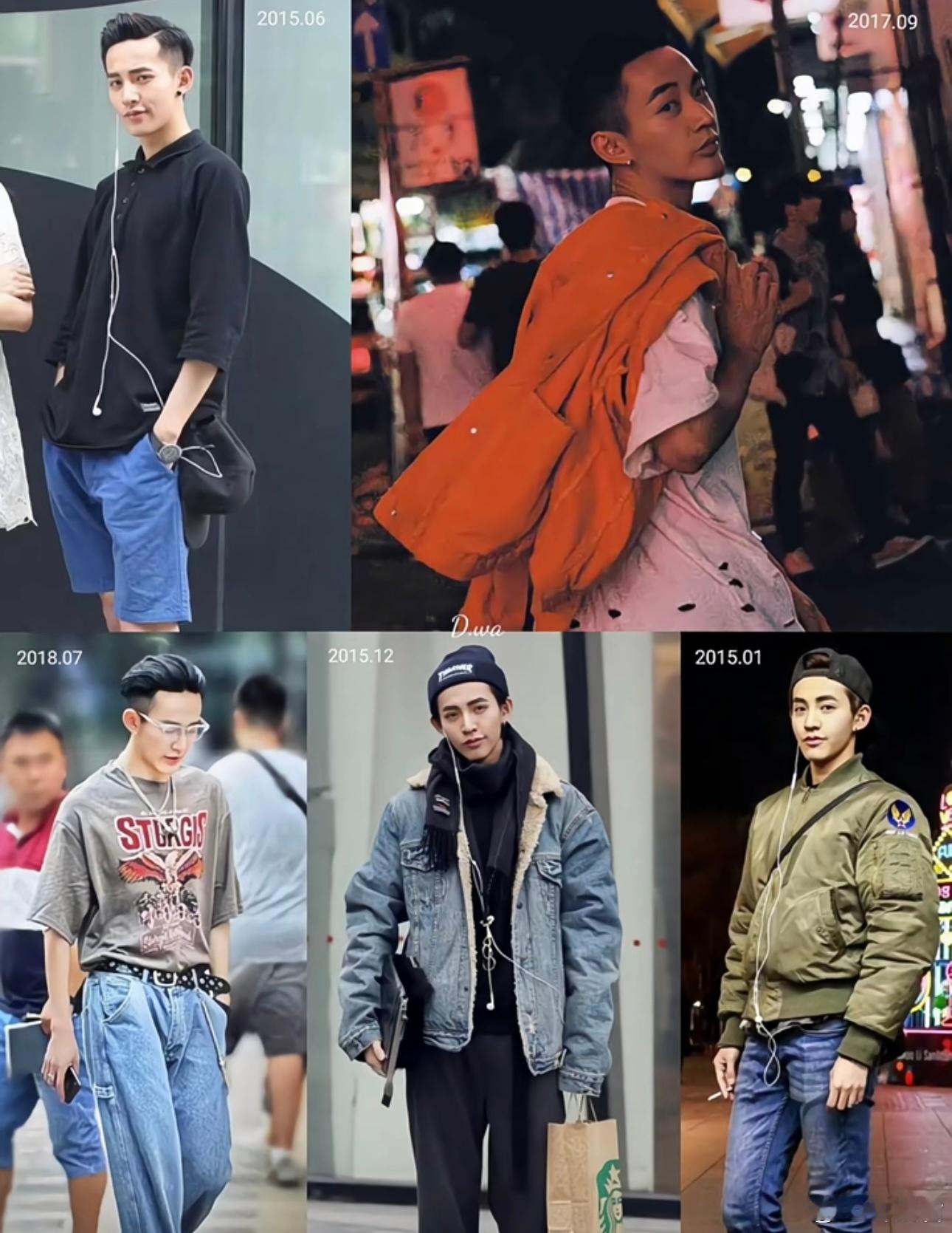 #邓为6年前街拍旧照#邓为早期穿搭现在看依旧很潮很酷，走在时尚最前端一直青春时髦