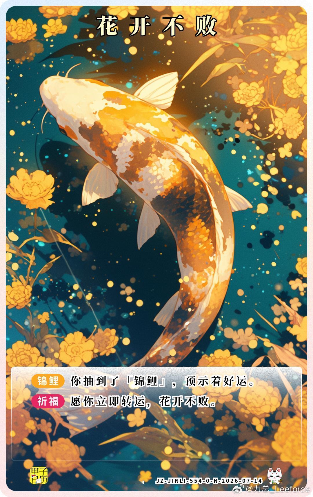锦鲤 愿你立即转运，花开不败。 