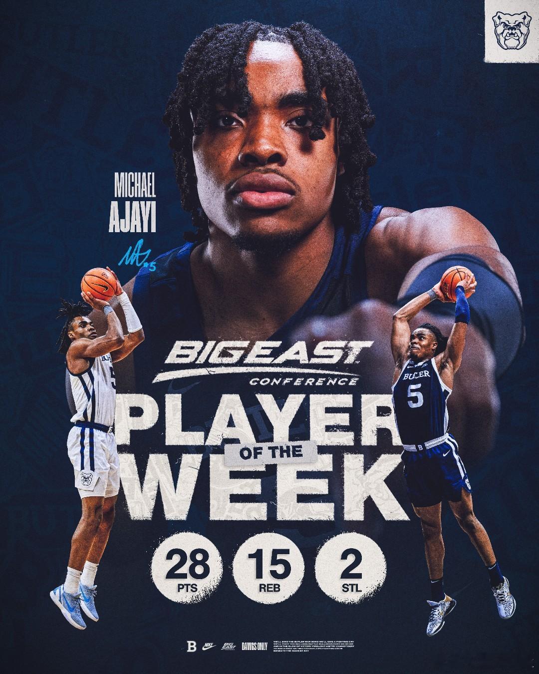 Big East联盟第6周表现奖（2025-2026赛季）。 最佳球员：Mich