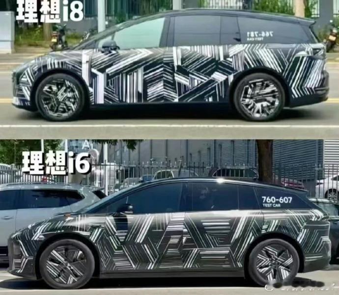 理想i8和i6，虽然带着伪装，但理想纯电的设计已经很明显了，照顾了风阻看着空间也
