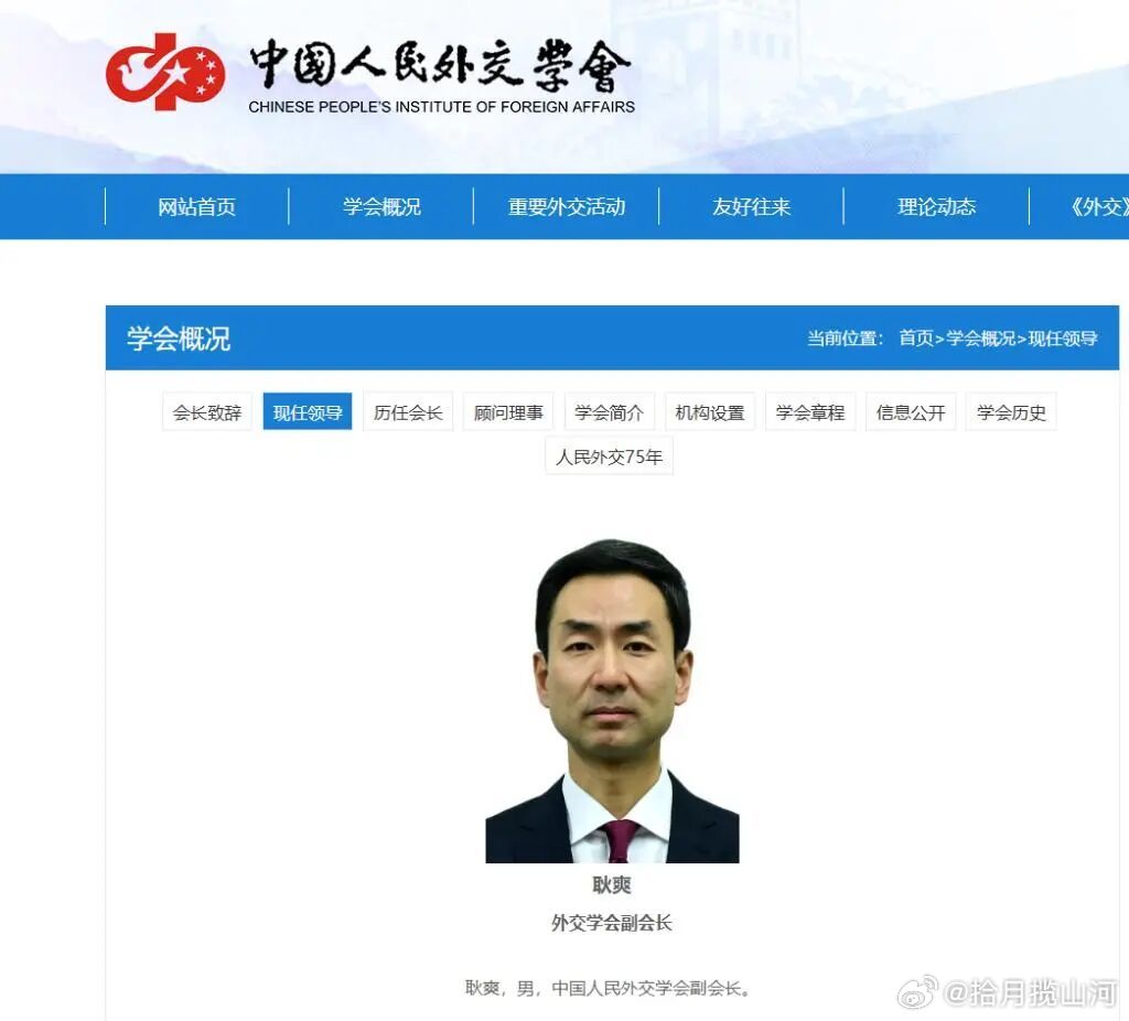 啊？？？耿爽履新中国人民外交学会副会长